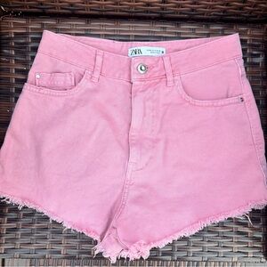 Zara Pink Denim Women Shorts - Size 4
